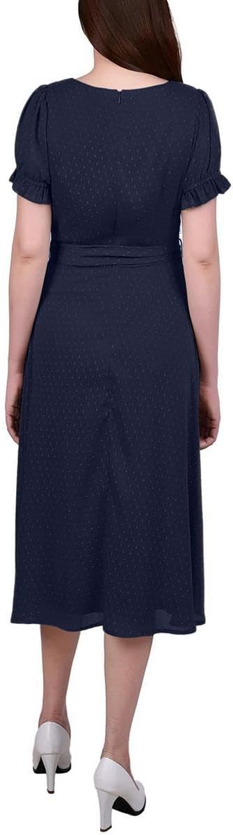 Belted Swiss Dot Dress in Petite Size - Image 2