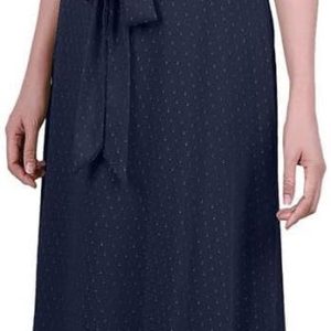 Belted Swiss Dot Dress in Petite Size