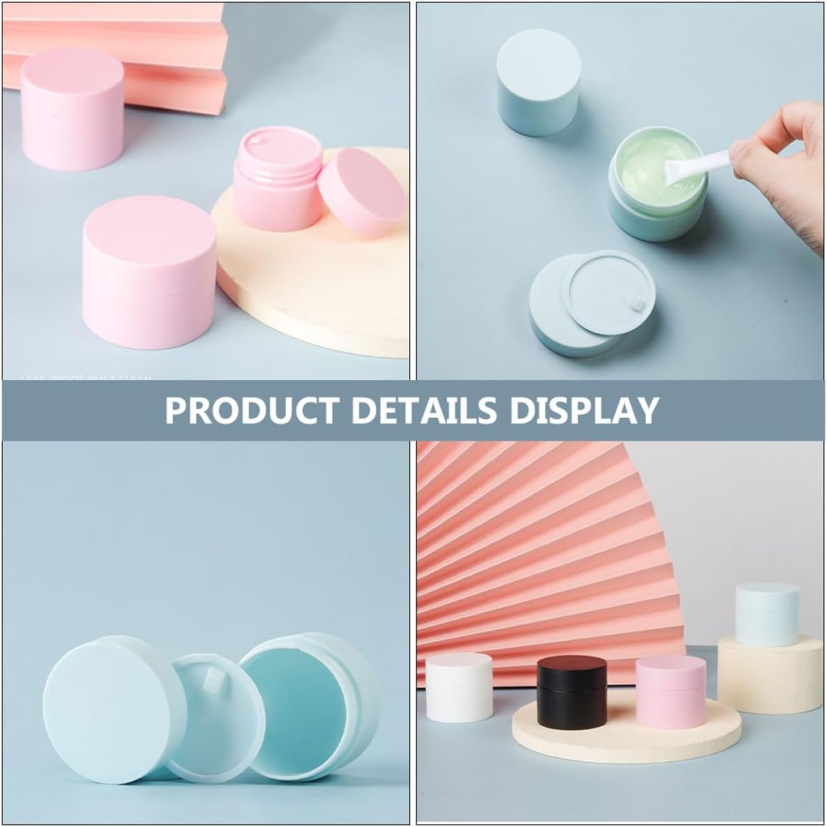 STOBAZA 8pcs 15g Plastic Cosmetic Cream Jars with Inner Lid, Travel Lotion Jar Container Set, Frosted White Dark Gray Light Pink Blue Small Refillable Cream Dispensers for Facial and Body - Image 5