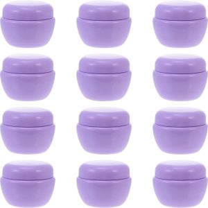 Mipcase 12pcs 30g Travel Cosmetic Cream Containers Refillable Plastic Lotion Jars with Lids for Makeup Storage and Sample Creams