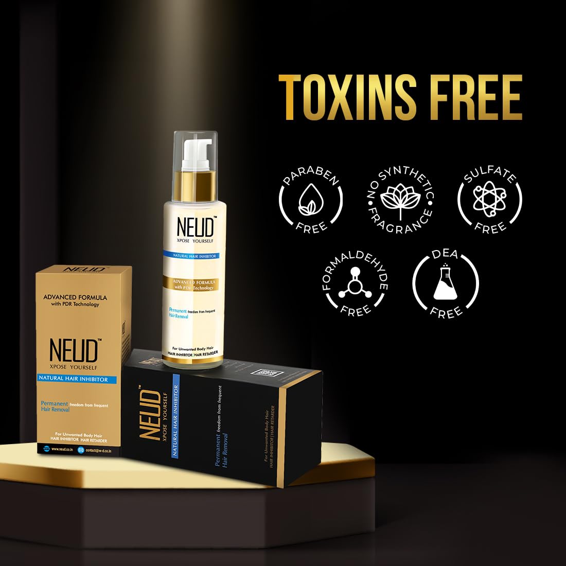 NEUD Natural Hair Inhibitor for Permanent Reduction of Unwanted Body & Facial Hair in Men & Women - Pack of 2 - Image 6