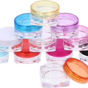 50pcs 3g Square Bottom Makeup Cream Containers with Lids, Travel Cosmetic Sample Jars for Lotion and Skincare Storage Random Color