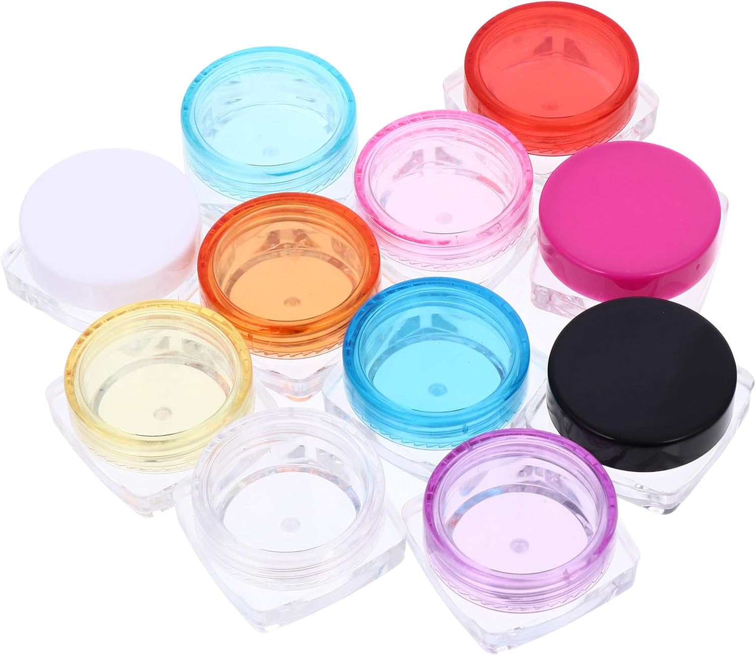 Amosfun 50pcs Travel Cosmetic Cream Containers Jar 3g Refillable Empty Makeup Sample Jars with Lid for Skincare Lotion Storage Random Color