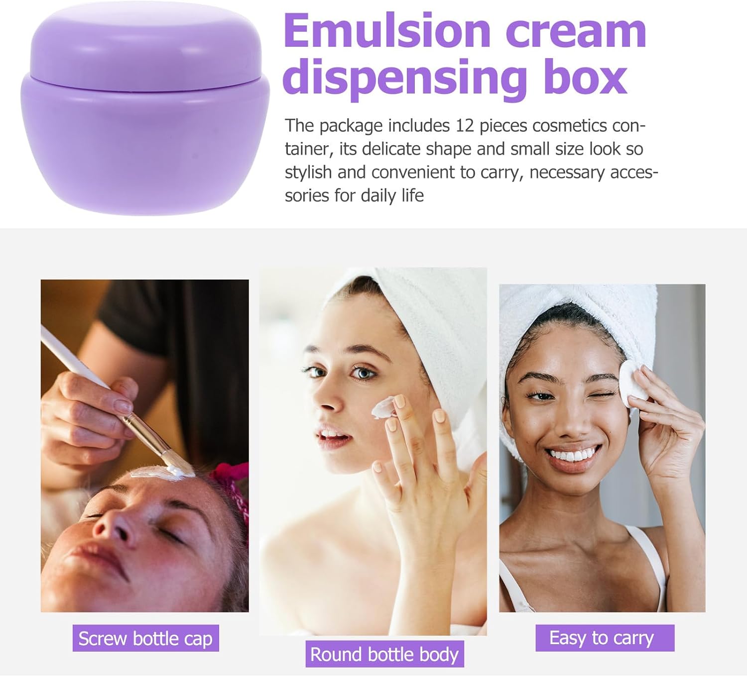 Garneck 12pcs 30g Purple Cosmetic Containers Jars with Lids Refillable Makeup Cream Lotion Sample Storage for Travel and Personal Care - Image 3