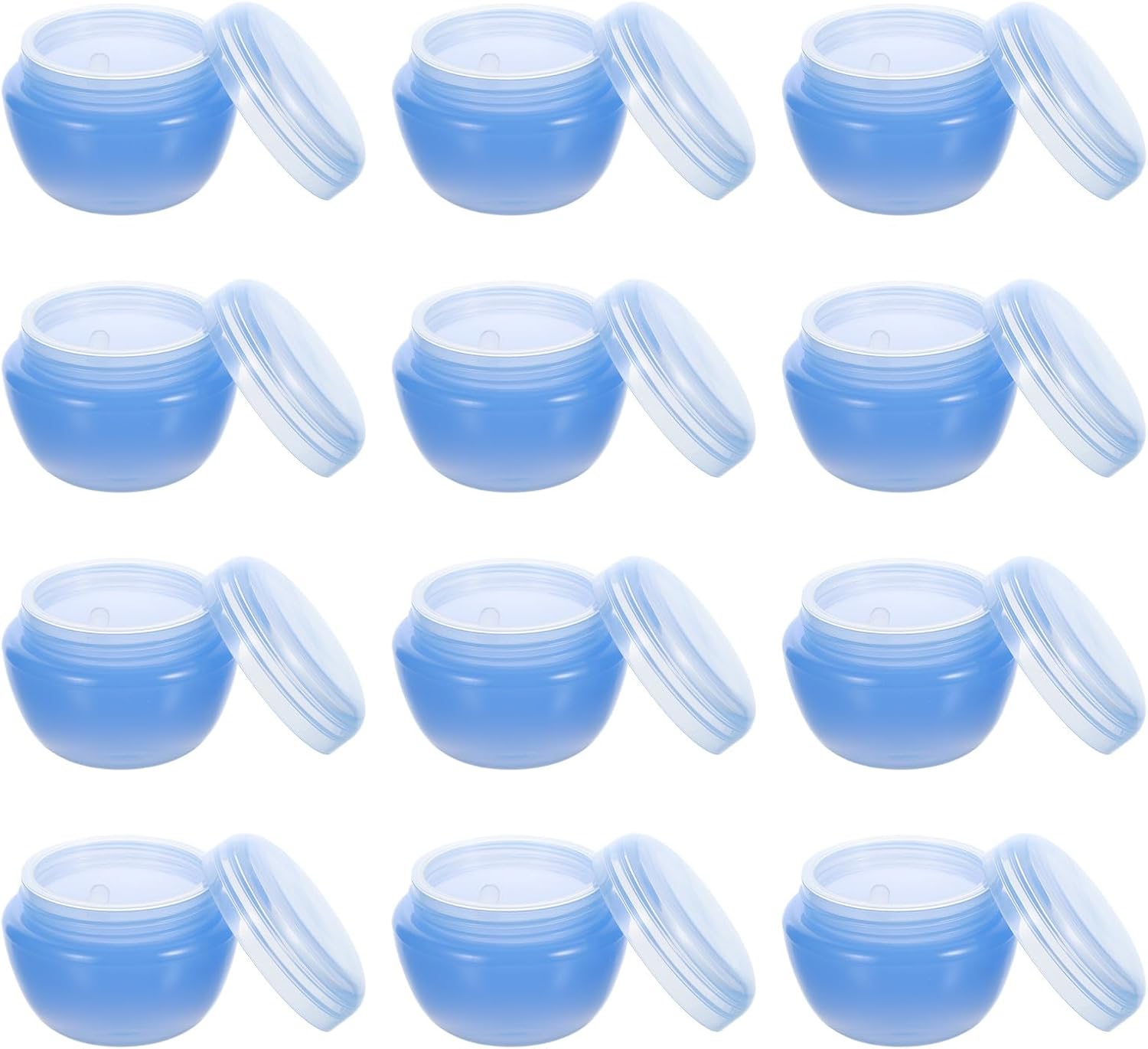 Cabilock 12pcs 30g Plastic Makeup Cream Pots with Lids, Refillable Small Cosmetic Containers Jar for Travel and Sample Storage, Blue