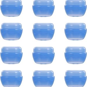 LABRIMP 12pcs 30g Blue Travel Cream Containers Refillable Plastic Cosmetic Cream Lotion Jars for Makeup Storage with Lids