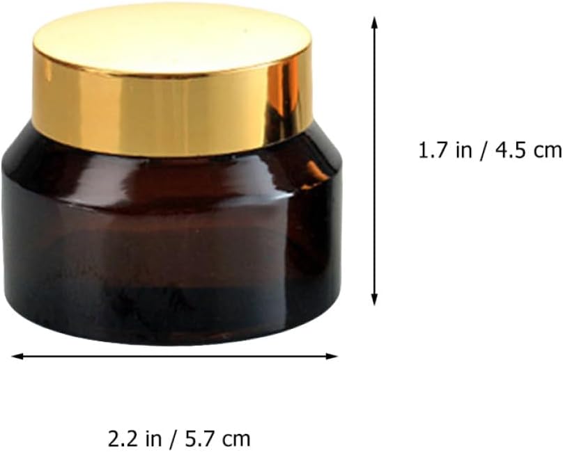 VICASKY 6 Pcs 50ml Amber Glass Travel Cream Jars with Gold Lids Refillable Small Cosmetic Containers for Face Lotion Skincare Samples - Image 2
