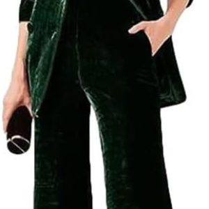 Velvet Womens Pant Suit Double Breasted Women Formal Tuxedos Business Suits for Work Christmas Outfit