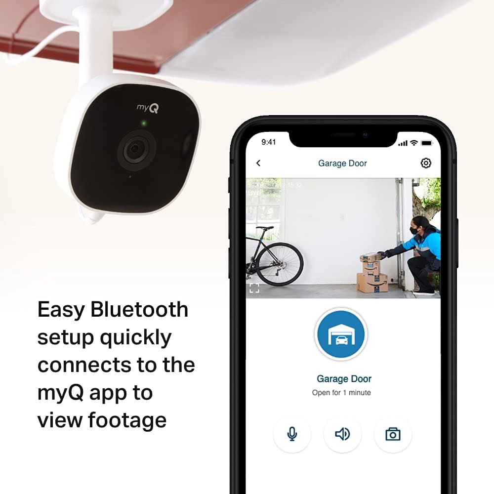 CHAMBERLAIN myQ Smart Garage HD Camera & Smart Garage Hub Bundle- Wi-Fi & Bluetooth- Smartphone Controlled - Two Way Talk - Works with Key by Amazon in-Garage Delivery, White - Image 2