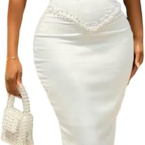 Civil Wedding Dresses Off Shoulder Midi Length Pearls African Women Bridal Gowns