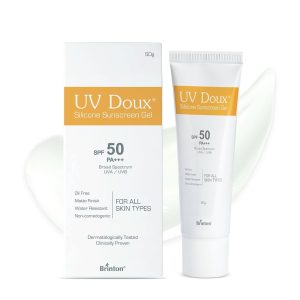 UV-Doux's Sunscreen Gel SPF 50 PA+++, Broad Spectrum UVA UVB Protection, Non-Comedogenic, Water-Resistant, for Oily Acne Sensitive Skin, 50g