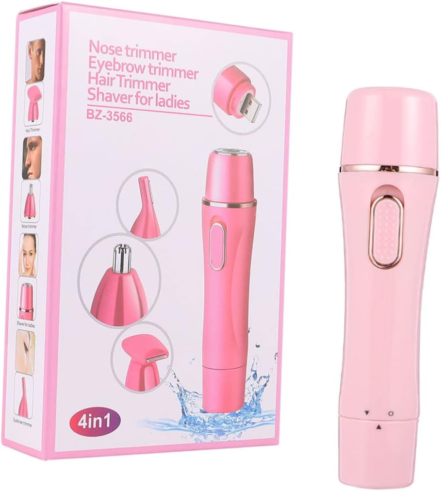 Balacoo 4 1 Charging Mode Wet and Dry USB Electric Miss Hair Removal Machine Hair Clipper Hair Remover Mini Eyebrow Trimmer Painless Washed Razor Remover Hair Removal Device Water Proof, 12X3cm, Pink - Image 4