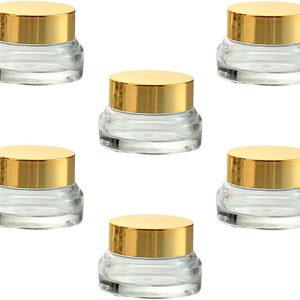 6pcs 15ml Glass Cream Jars with Gold Lids, Refillable Travel Cosmetic Containers for Face Lotion and Body Cream Storage