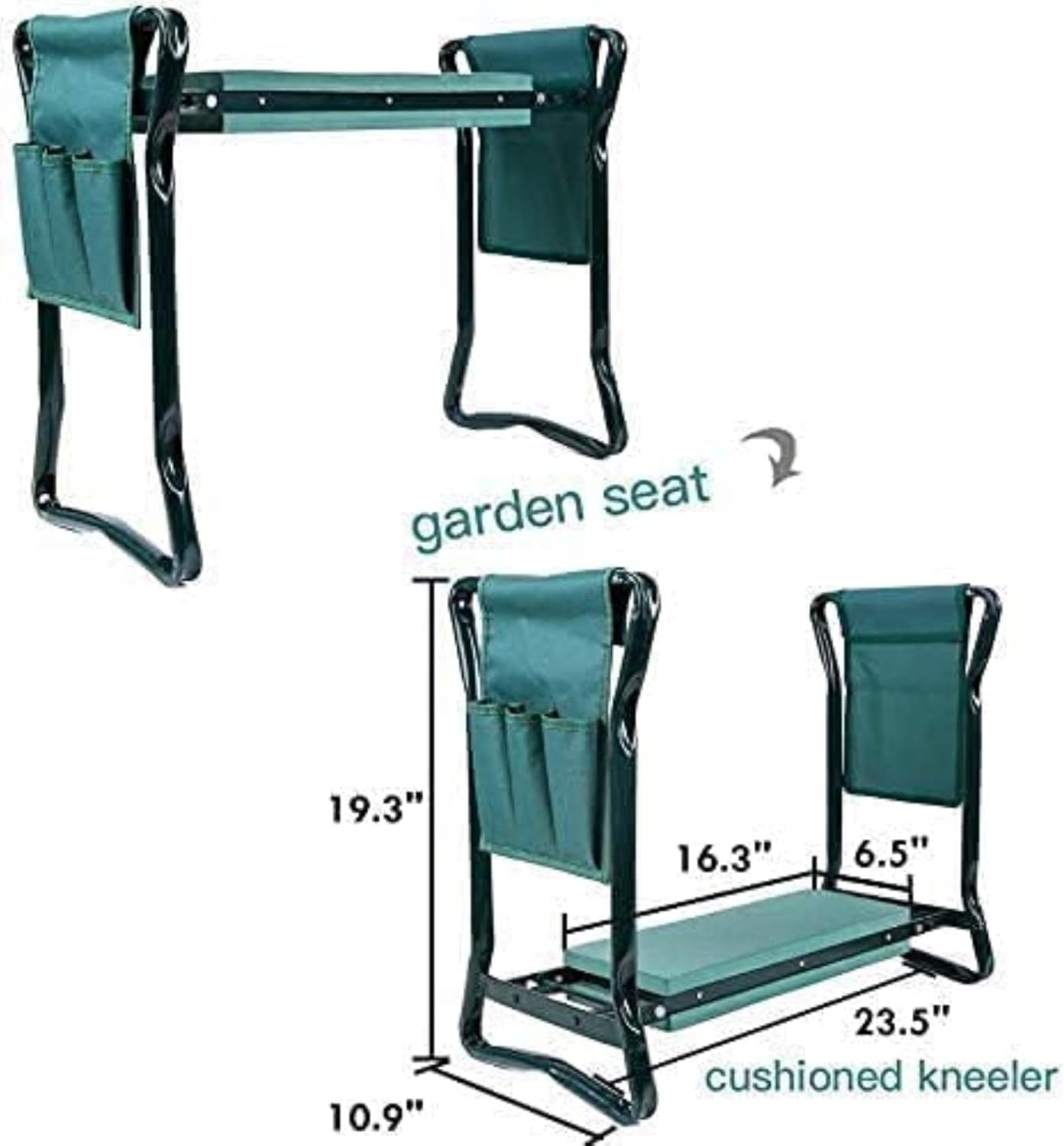 Garden Kneeler and Seat Heavy Duty Garden Kneeler Seat with 2 Tool Pouches, Foldable Garden Bench Stools, Portable Kneeling Chair - Image 4
