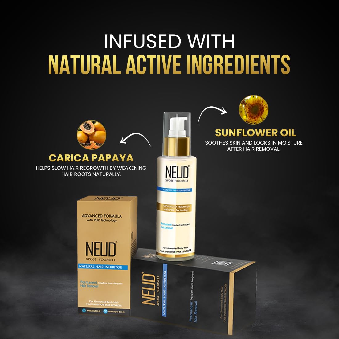 NEUD Natural Hair Inhibitor for Permanent Reduction of Unwanted Body & Facial Hair in Men & Women - Pack of 1 - Image 4