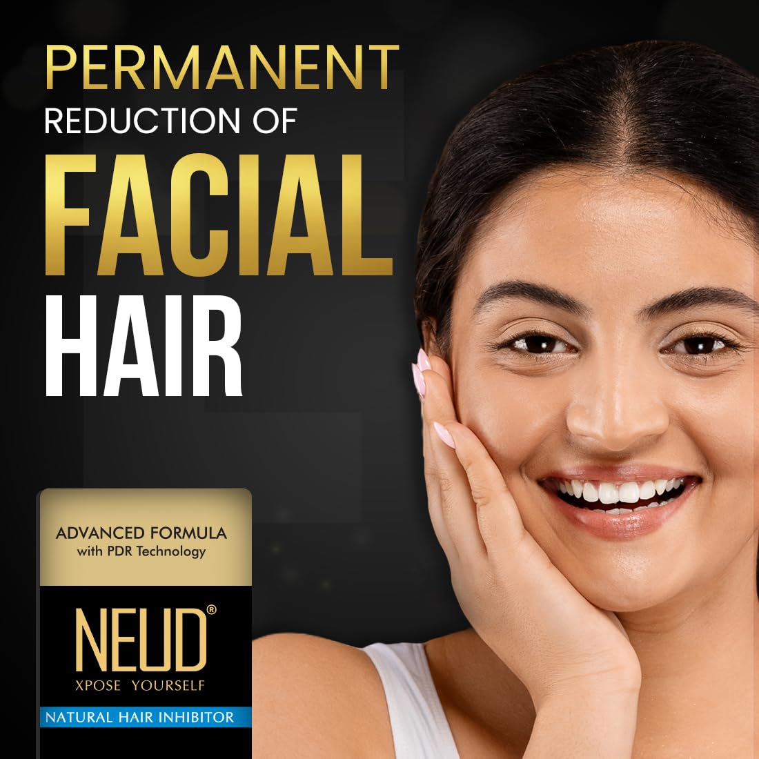 NEUD Natural Hair Inhibitor for Permanent Reduction of Unwanted Body & Facial Hair in Men & Women - Pack of 1 - Image 3