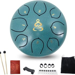 Steel Tongue Drum 6 Inches 8 Notes, Rain Drum for Outside with Music Book, Drum Mallets Meditation Rain Chime, Musical Instruments for Family, Friends