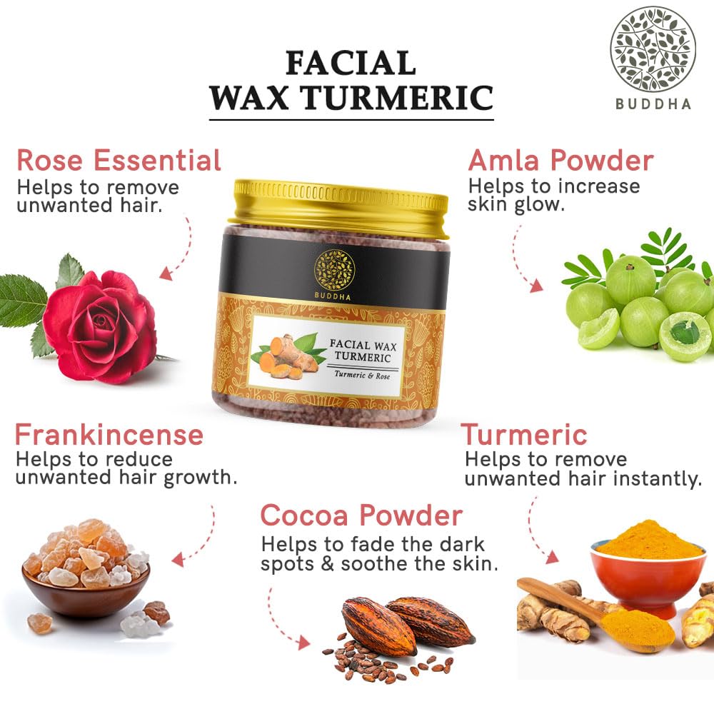 Buddha Natural Facial Wax Powder with Turmeric (50 Gram, 1.7 oz) - Painless Natural Face Hair Removal Waxing Powder, Instant Quick Solution - Image 2
