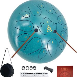12 Inches 15 Notes Rain Drum for Outside,Steel Tongue Drum with Mallets & Storage Bag,Meditation Rain Chime for Adults,Friends,Family