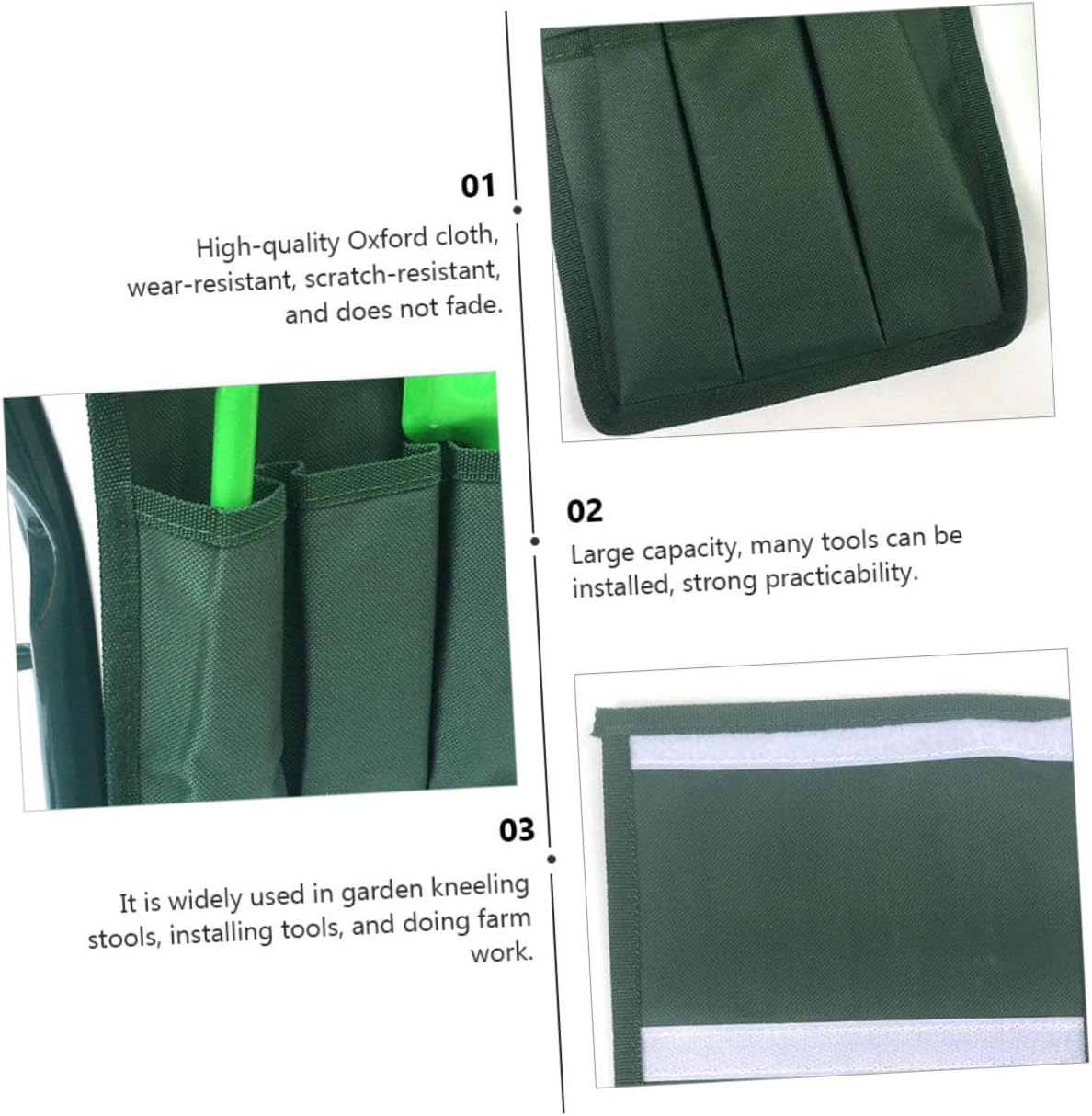 VICASKY 2PCS Garden Kneeler Seat Bags Storage Pouches Green Kneeling Tools Organizer for Gardening Portable Heavy-Duty Tool Storage - Image 9