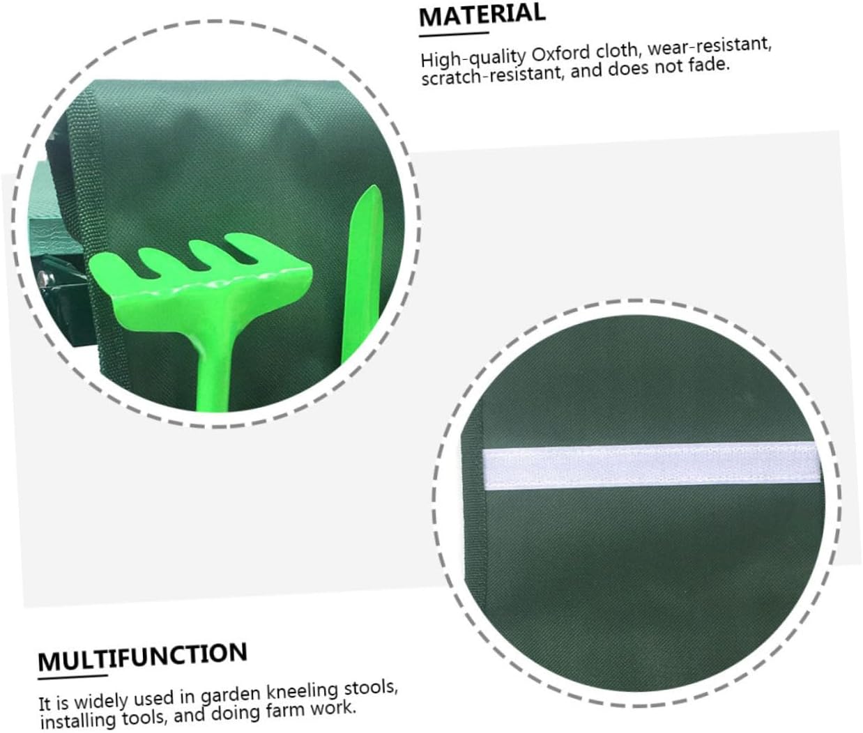VICASKY 2PCS Garden Kneeler Seat Bags Storage Pouches Green Kneeling Tools Organizer for Gardening Portable Heavy-Duty Tool Storage - Image 4