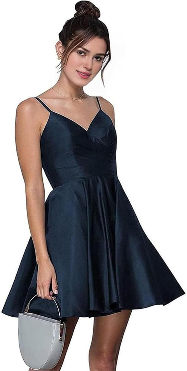 Short Homecoming Dresses Spaghetti Strap Satin Dresses for Women 2024 Party - Image 4