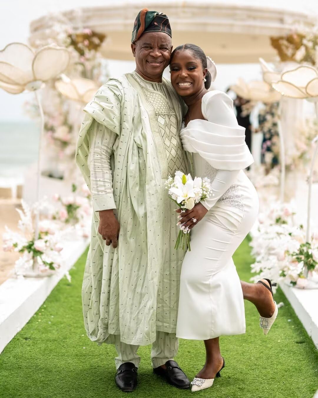 Civil Wedding Dresses for Bride Pearls Long Sleeve Midi Courthouse Africa Bridal Gowns - Image 3