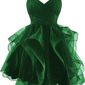 Glitter Tulle Spaghetti Straps Short Homecoming Dresses for Teens Tiered Mini Cocktail Dresses