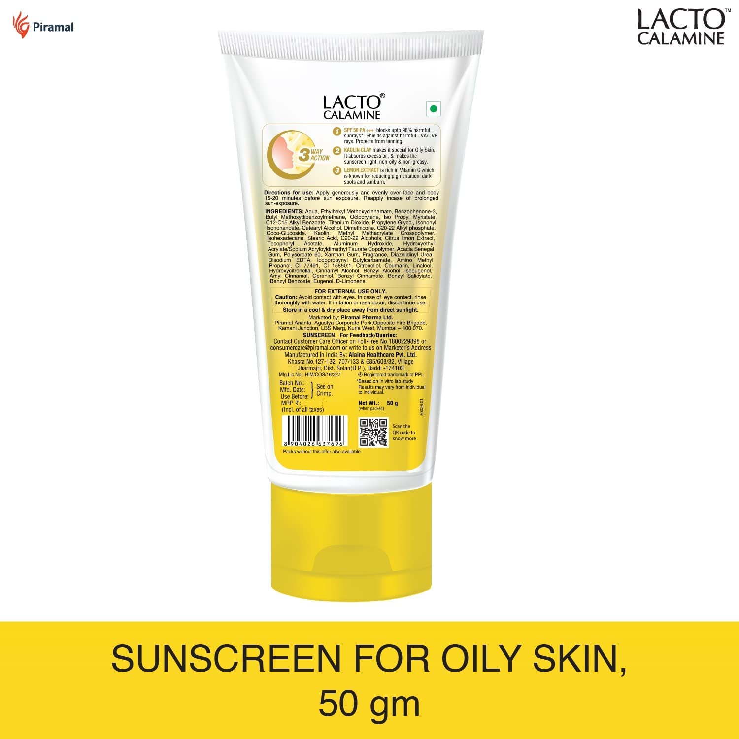 Lacto Calamine Sunshield Matte Look Sunscreen SPF50 PA+++ for Oily or Acne Prone Skin, Very Water Resistant, Paraben & Sulphate Free, 50g - Image 3
