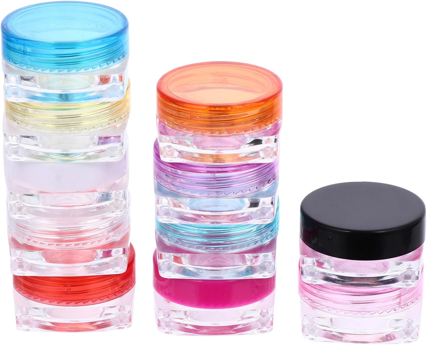 50pcs Travel Cosmetic Cream Containers Small 3g Plastic Refillable Jars with Lids for Makeup Lotion Sample Storage Random Color