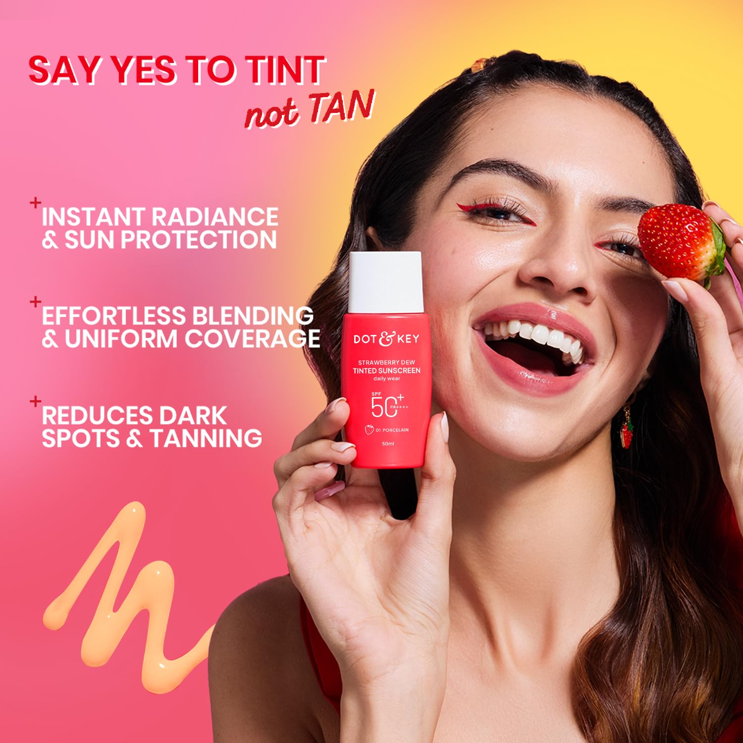 Dot & Key Strawberry Dew Tinted Sunscreen SPF 50 PA++++ | Broad Spectrum Face Sunscreen | For All Skin Types | 1.69 fl oz (50 ml) - Image 8