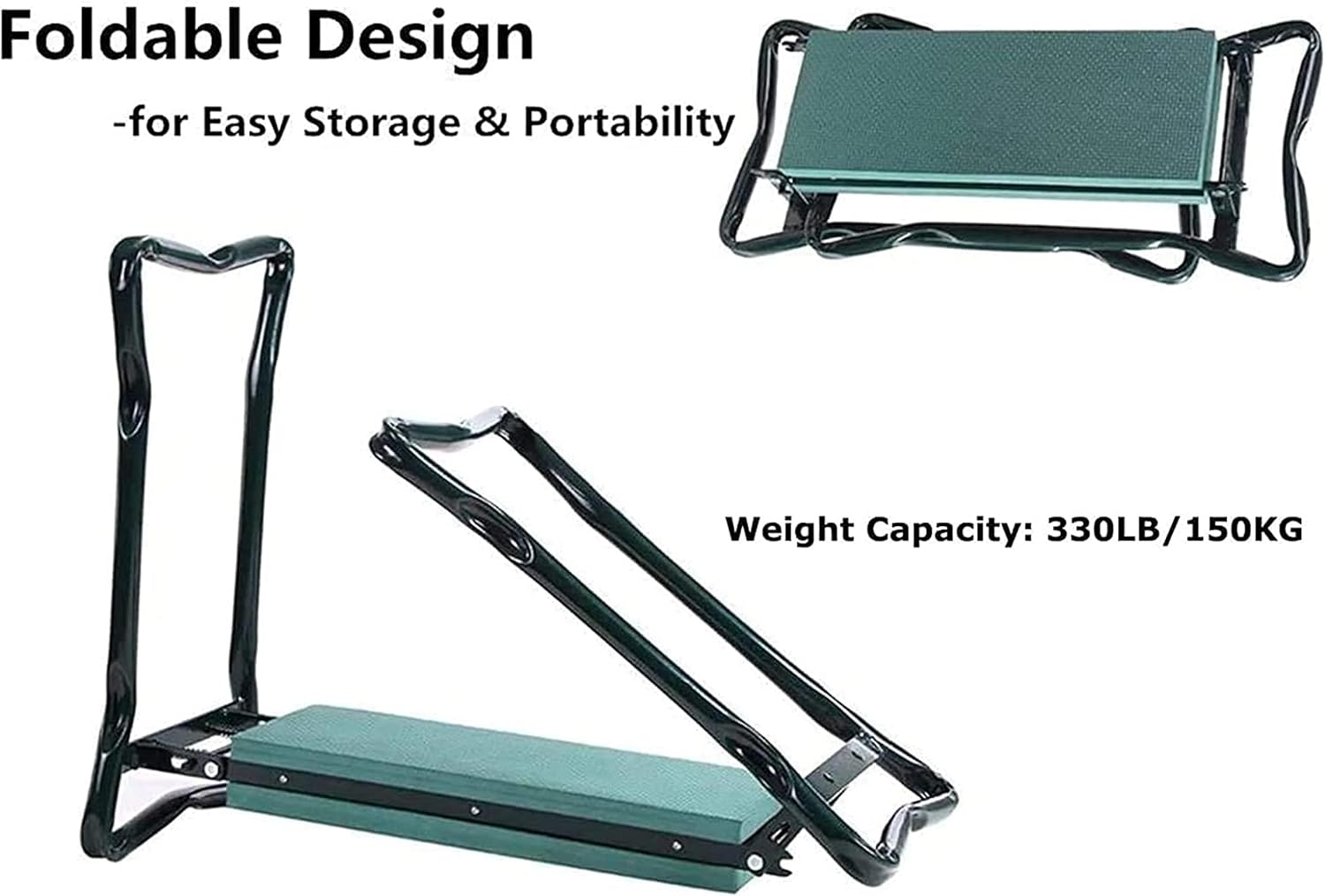 Garden Kneeler and Seat Heavy Duty Garden Kneeler Seat with 2 Tool Pouches, Foldable Garden Bench Stools, Portable Kneeling Chair - Image 2