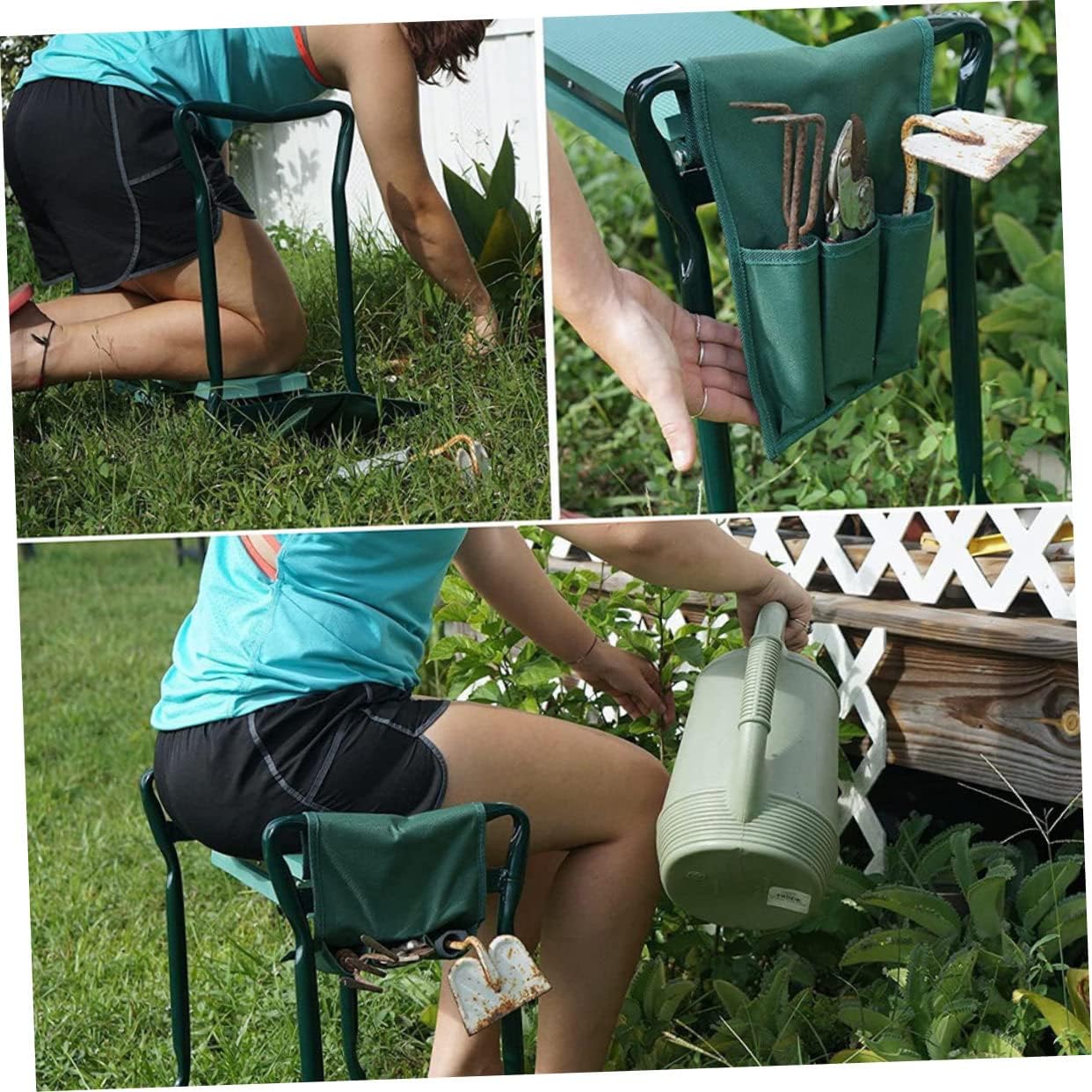 VICASKY 2PCS Garden Kneeler Seat Bags Storage Pouches Green Kneeling Tools Organizer for Gardening Portable Heavy-Duty Tool Storage - Image 5