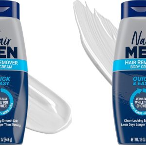 Nair Men Hair Remover Body Cream, Quick and Easy Body Hair Removal Cream for Men, Aloe and Lanolin, Dermatologist Tested, 12 Oz, (Pack of 2)