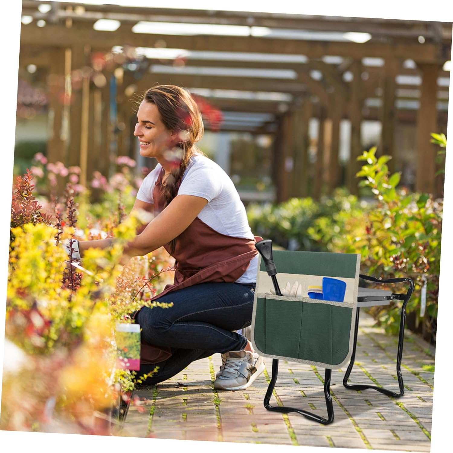 Multifunctional Garden Kneeler and Seat with Convenient Tool Pouch for Organizing Gardening Tools Portable Garden Seat Bag for Outdoor Use Style - Image 3