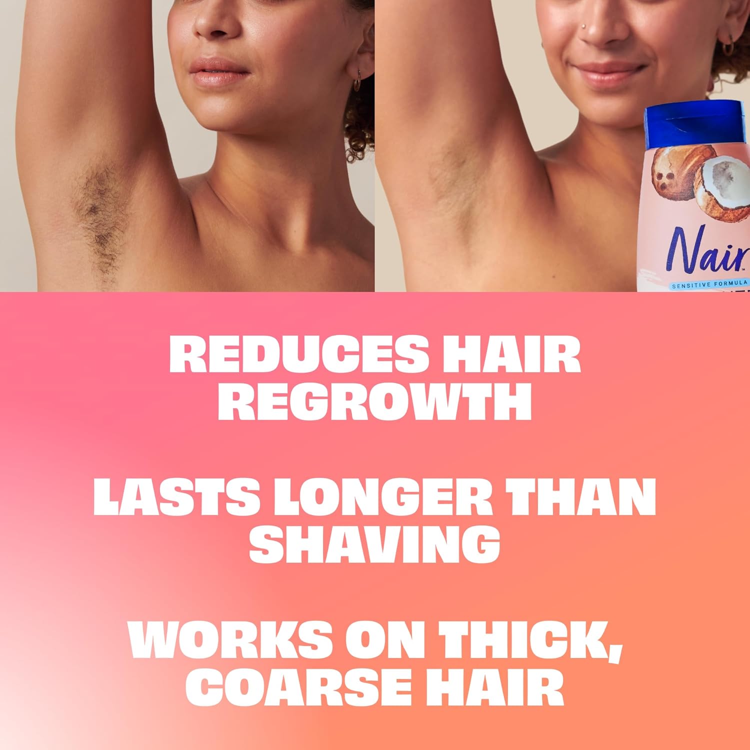 Nair Sensitive Shower Cream Hair Remover with Natural Coconut Oil and Vitamin E, Body Hair Removal Cream, 12 oz (Pack of 2) - Image 7