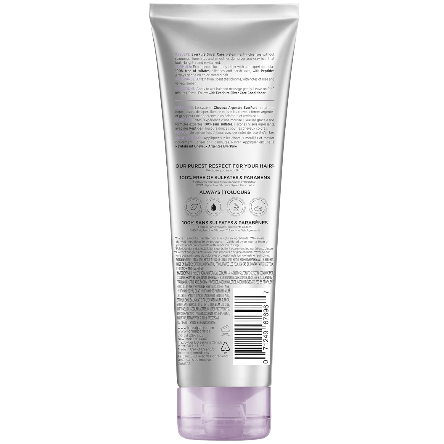 L'Oreal Paris EverPure Brightening and Nourishing Shampoo for Gray Hair,Sulfate-Free Vegan Formula with Peptides,8.5 Fl Oz,(Pack of 2) - Image 10