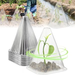 100Pcs Upgraded Cloches for Plants, Transparent Bell Plant Domes, Reusable Plastic Plant Cover, Frost Proof Seedling Cover, Mini Greenhouse Protector. (100Pcs)