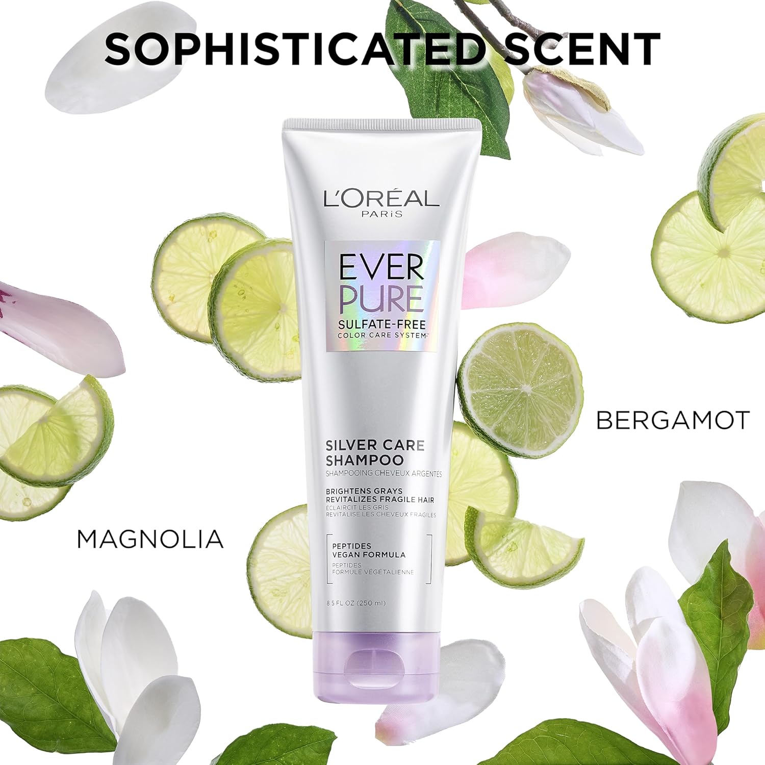 L'Oreal Paris EverPure Brightening and Nourishing Shampoo for Gray Hair,Sulfate-Free Vegan Formula with Peptides,8.5 Fl Oz,(Pack of 2) - Image 5