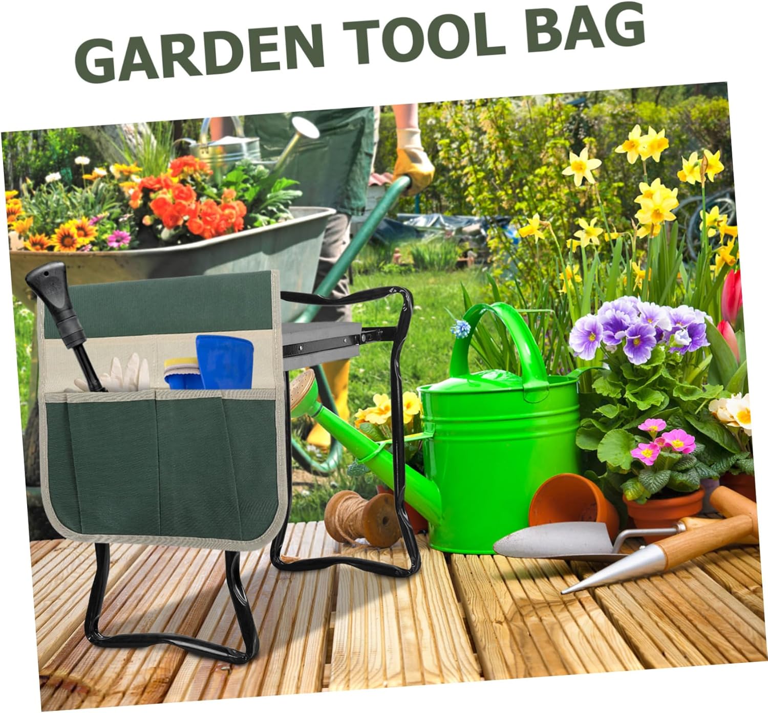 UPKOCH Garden Kneeler Seat with Tool Bag Durable Oxford Gardening Kneeler Pouch with Ample Storage for Tools Multi Purpose Use present for Gardening - Image 7