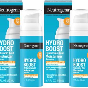 Neutrogena Hydro Boost Hyaluronic Acid Face Moisturizer with Broad Spectrum SPF 50 Sunscreen,Non-Greasy,Fragrance Free Daytime Facial Moisturizer to Hydrate & Soothe Dry Skin,1.7 fl. oz,(Pack of 2)