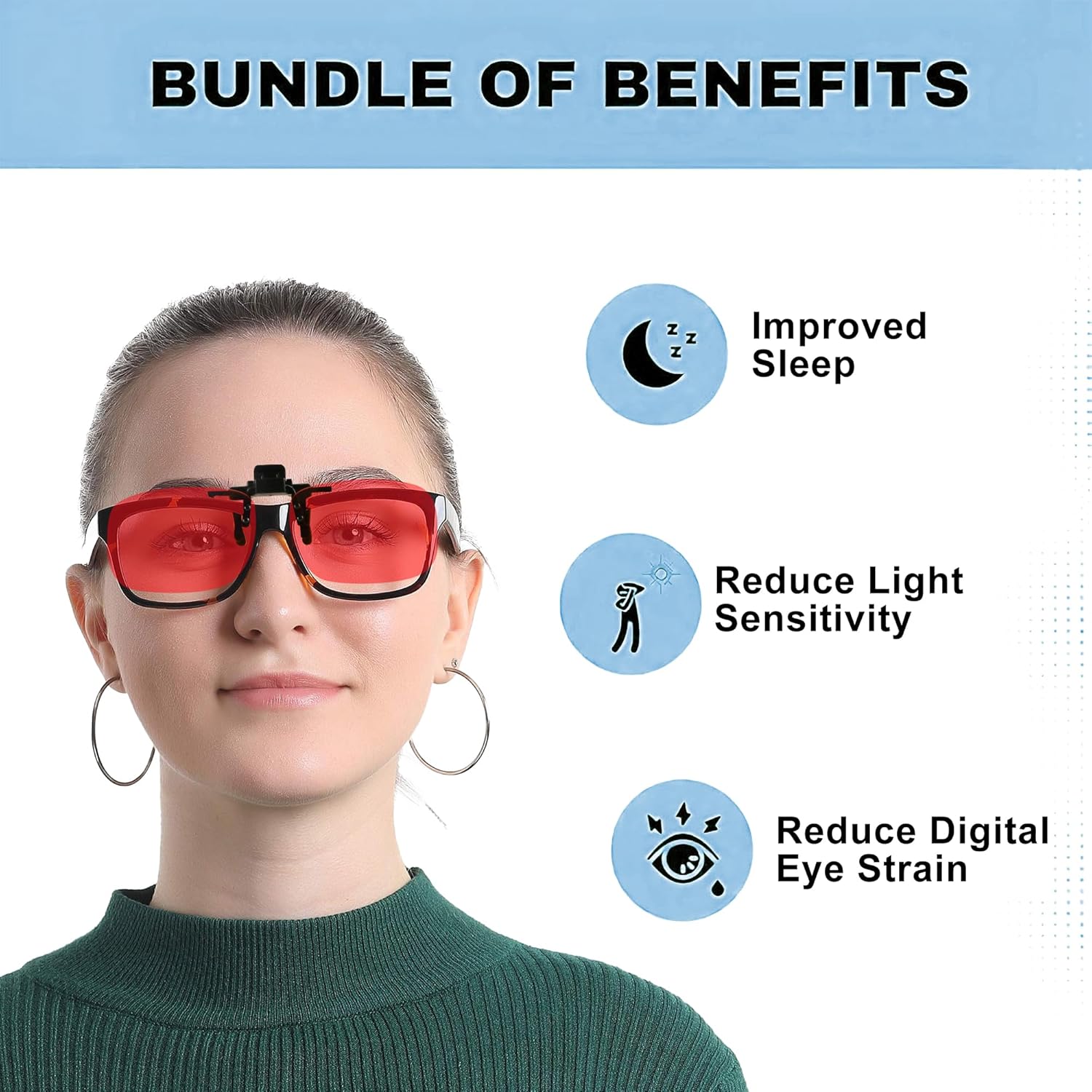 VisionGlobal 1 pair Blue Light Blocking Glasses/ 2 pack Sleep Red Lens or 2 pack Gaming Glasses for Women/Men - Image 4