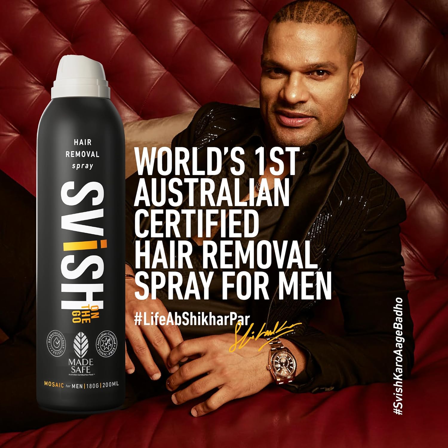 Svish On The Go Painless Body Hair Removal Spray for Men (200ml) | Made Safe Certified | For Chest, Legs, Under Arms | With Post Hair Removal Cream (25gm) - Image 2