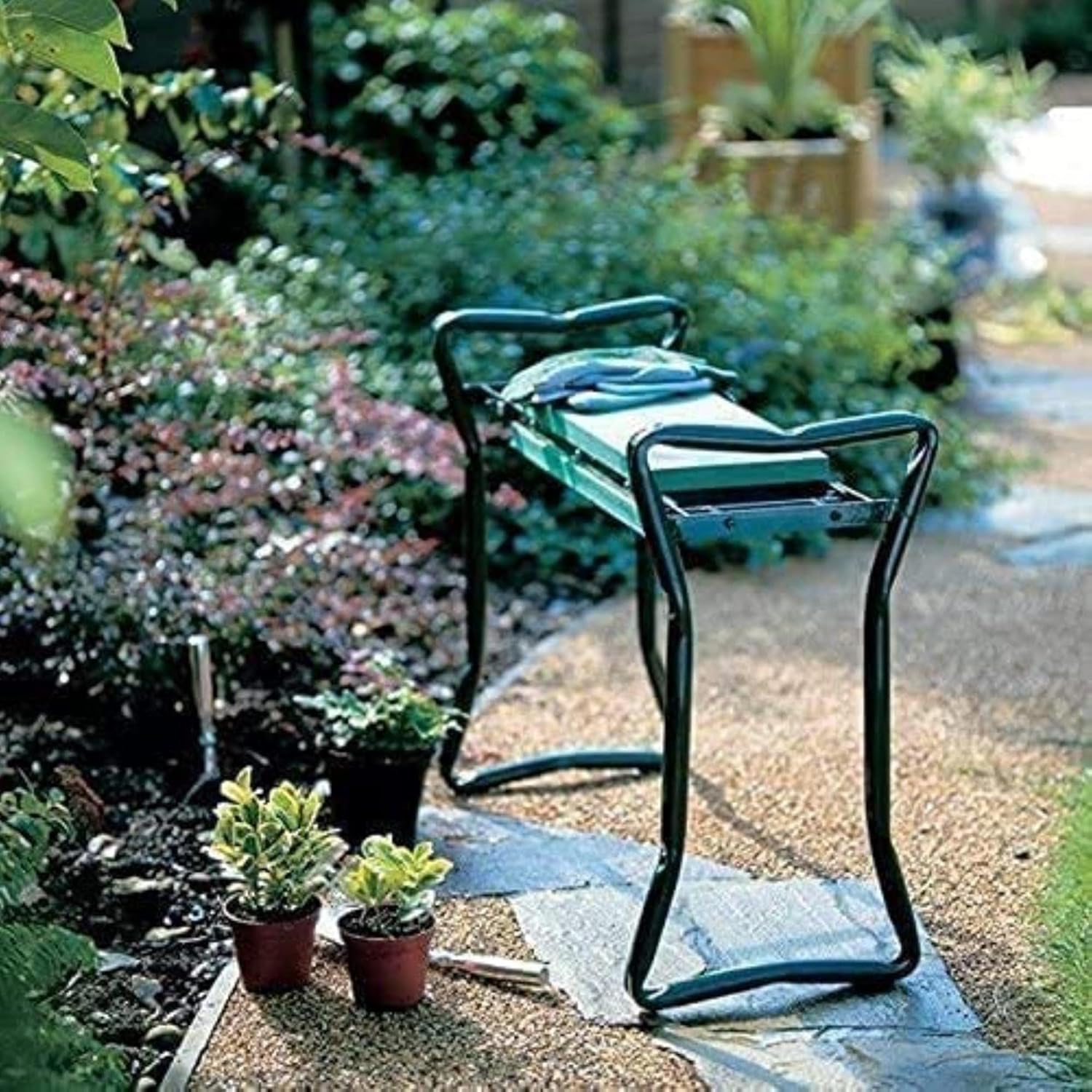 Garden Kneeler and Seat Heavy Duty Garden Kneeler Seat with 2 Tool Pouches, Foldable Garden Bench Stools, Portable Kneeling Chair