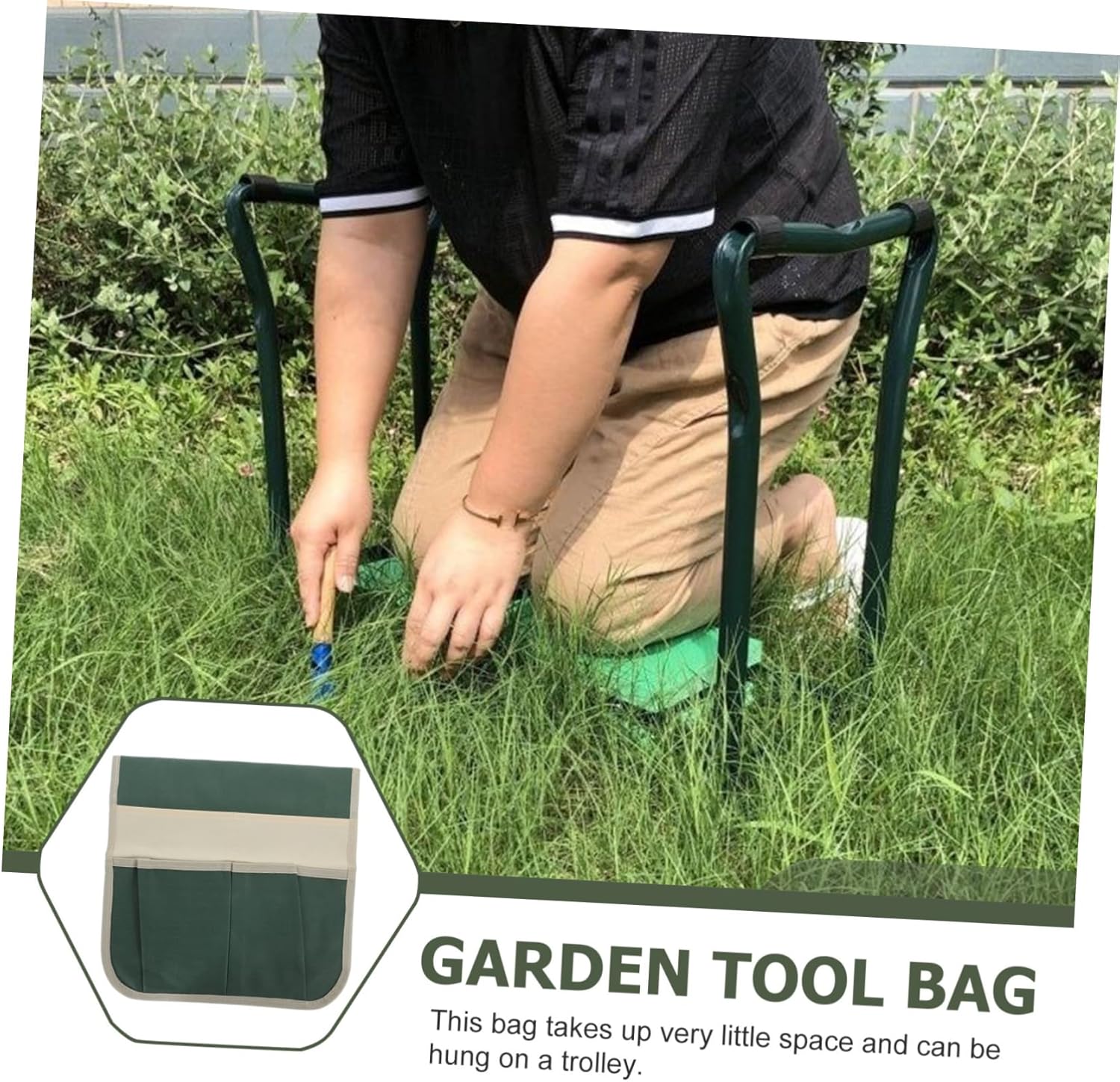 Multifunctional Garden Kneeler and Seat with Convenient Tool Pouch for Organizing Gardening Tools Portable Garden Seat Bag for Outdoor Use Style - Image 4