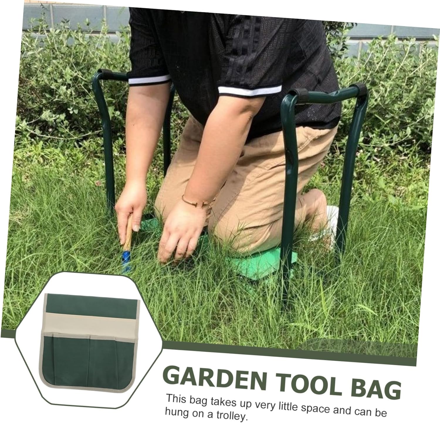 UPKOCH Garden Kneeler Seat with Tool Bag Durable Oxford Gardening Kneeler Pouch with Ample Storage for Tools Multi Purpose Use present for Gardening - Image 6