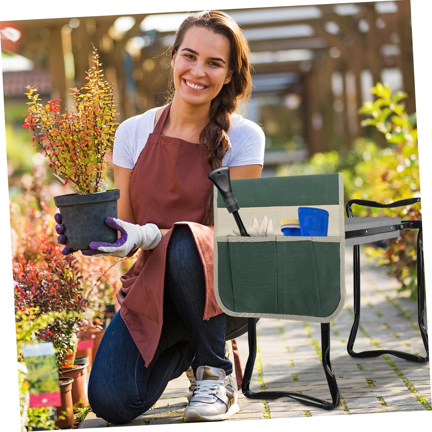 Multifunctional Garden Kneeler and Seat with Convenient Tool Pouch for Organizing Gardening Tools Portable Garden Seat Bag for Outdoor Use Style - Image 7