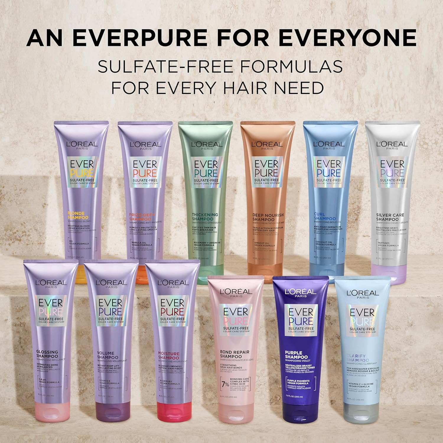 L'Oreal Paris EverPure Brightening and Nourishing Shampoo for Gray Hair,Sulfate-Free Vegan Formula with Peptides,8.5 Fl Oz,(Pack of 2) - Image 7