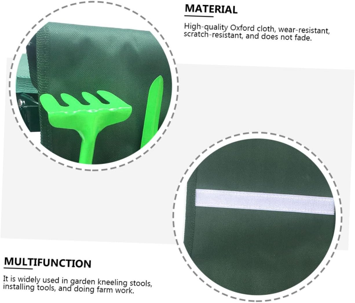 Kisangel 2Pc Kneeler Seat Tool Bags Green Gardening Pouches for Organizing Tools Comfortable Design Easy to Carry for Garden Enthusiasts Durable and Space Saving Storage - Image 8