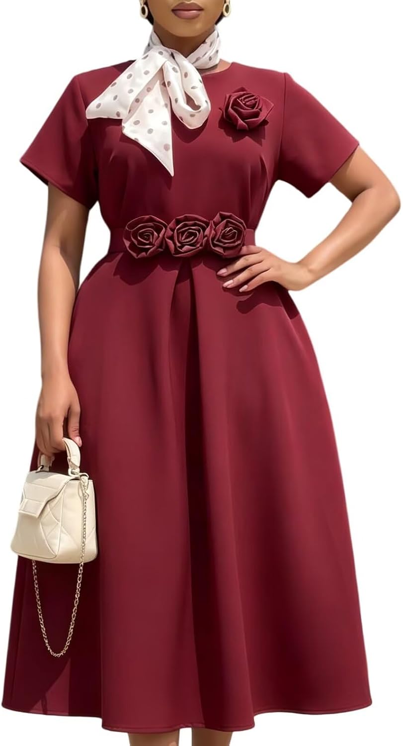 Blue Elegant Dress for Women Cinching Bow Tie Long Sleeve A Line Cocktail Dress,Boho Dress,Sun Dresses Women